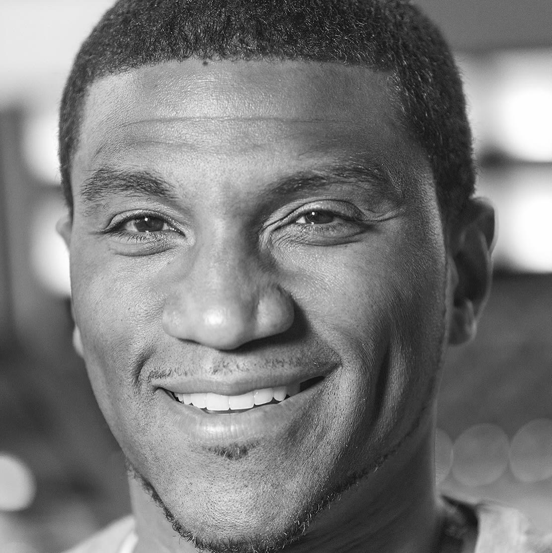 Black and white portrait of Corey Brown