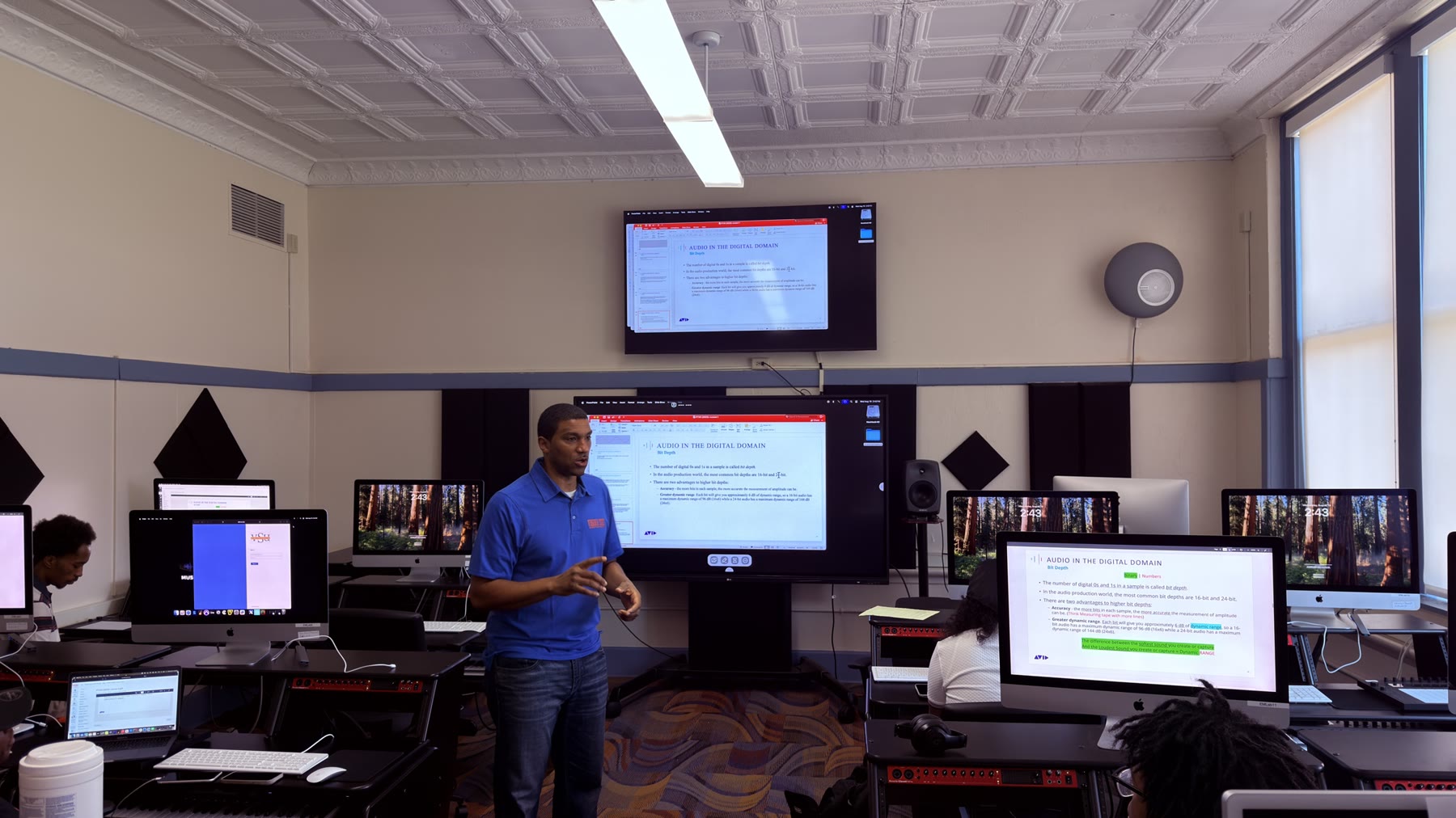 Class underway in the ten-station Davis Hall 103 production lab