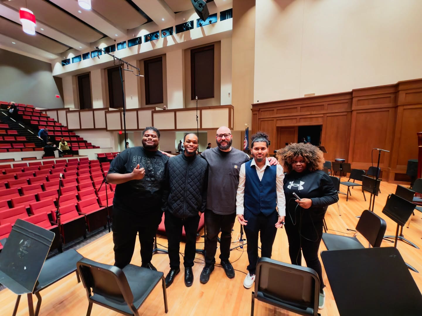 MPT recording team together onstage after recording the Richmond Philharmonic