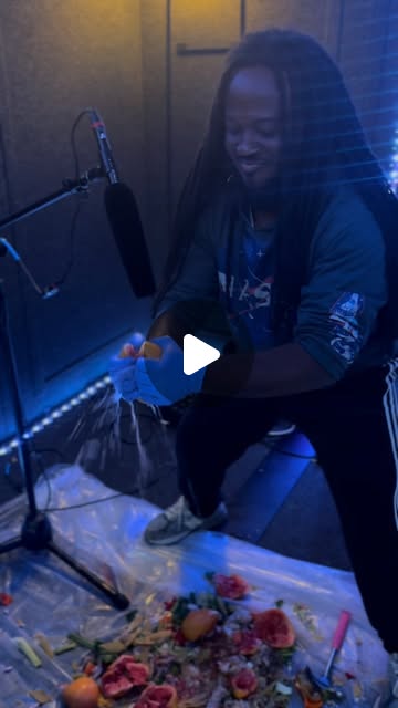 MPT student recording Foley sound effects for a video game cinematic